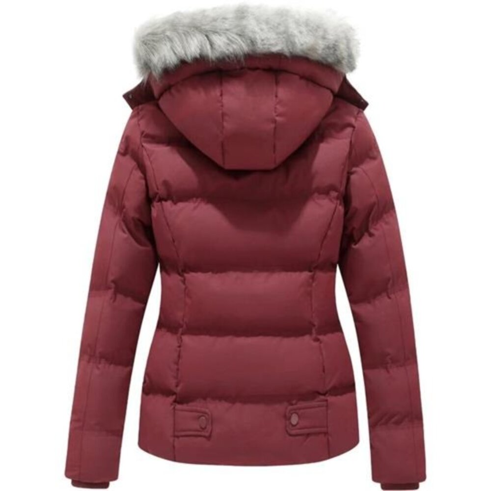 Hooded Warm Winter Coat Quilted Thicken Puffer Jacket with Removable‎ Fur Hood